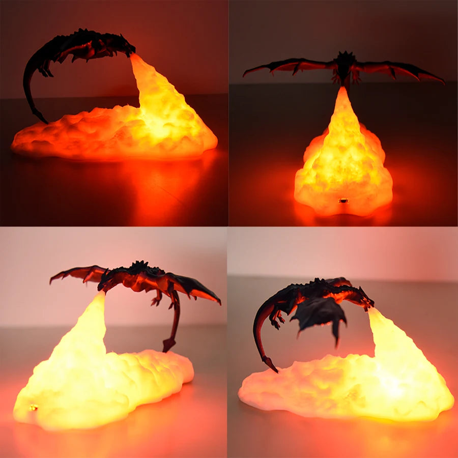 3D Room Decor Print LED Fire Dragon Ice Dragon Lamps Home Desktop Rechargeable Lamp Best Gift For Children Family  Home Decor