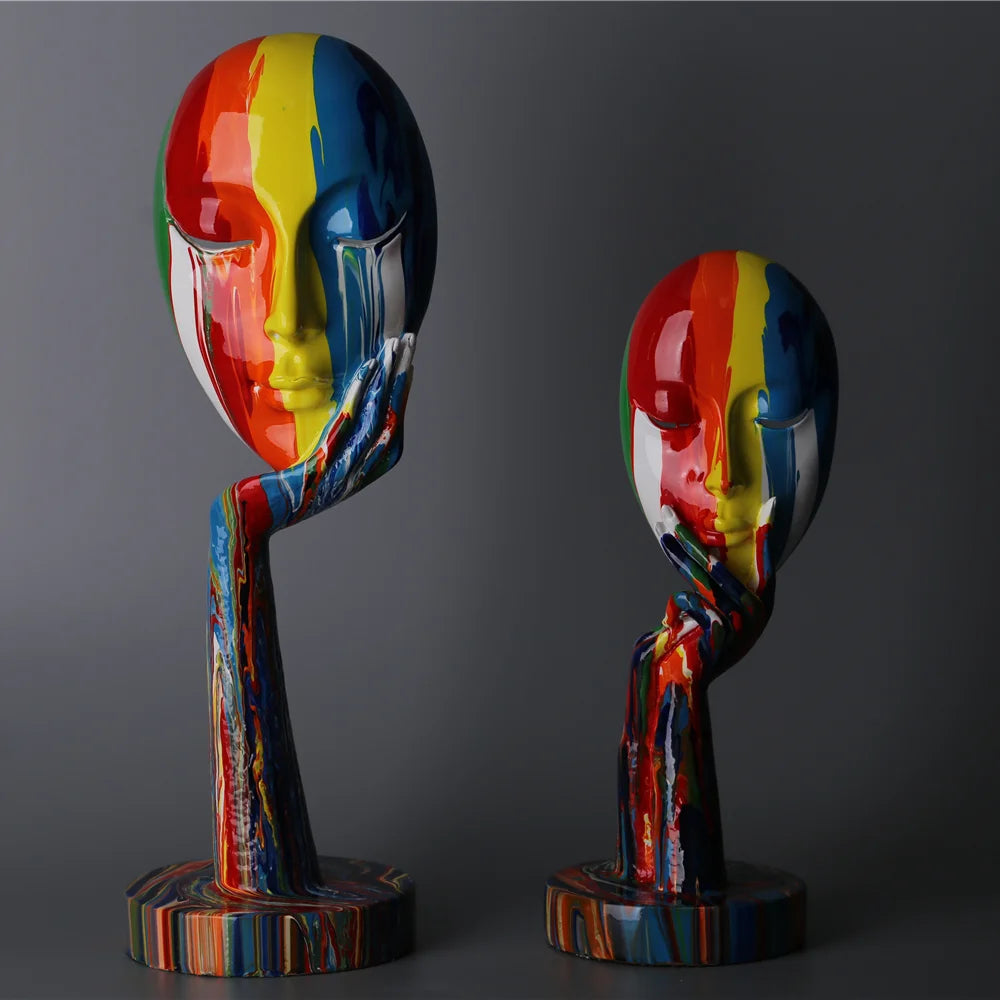 Creative Painted Colorful Woman Face Statues   Decoration Home Wine Cabinet Office Decoration Desktop Decoration Crafts