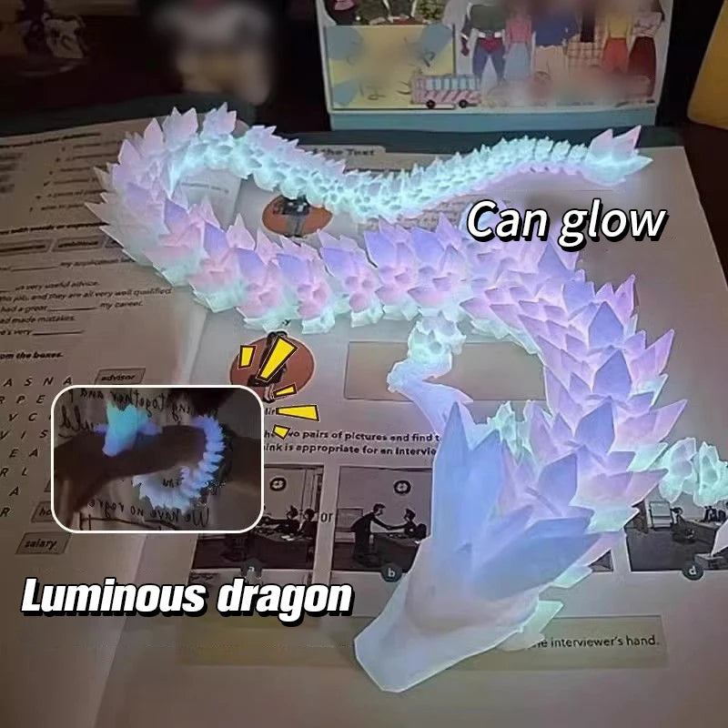 Luminous 3D Printed Dragon Crystal Flying Dragon Ornament Glow in the Dark Flying Dragons Home Office Ornaments Kids Gift 크리스탈